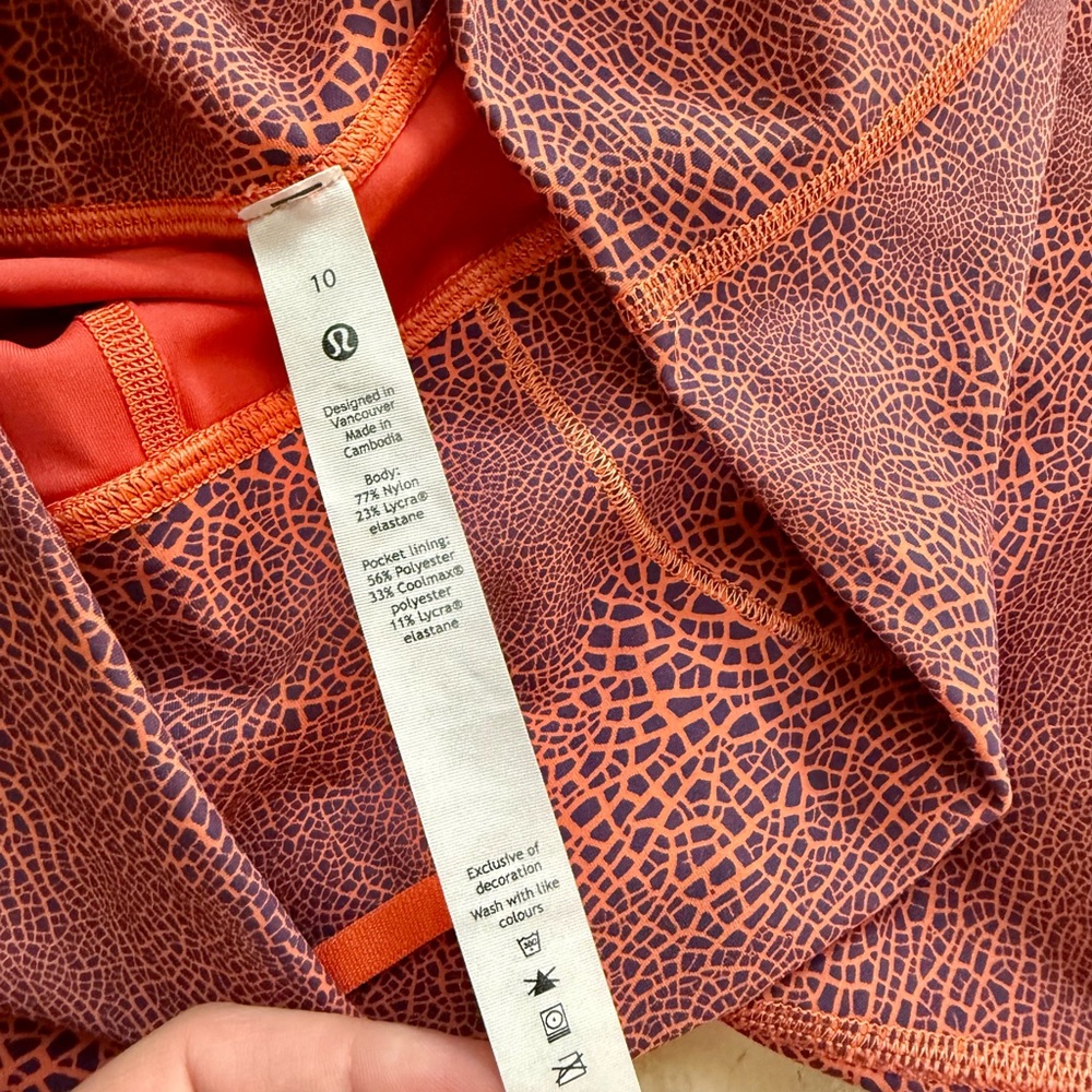 Lululemon Wunder Train High Rise Crop Leggings Glaze Vintage Orange Size 10 - Picture 5 of 10